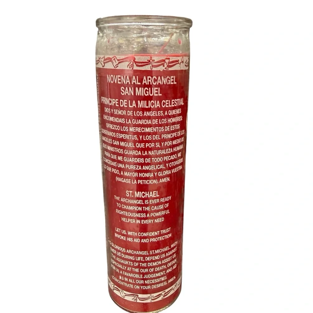 Saint Michael 7 days candle / vela roja San Miguel de 7 dias - Picture 2 of 3